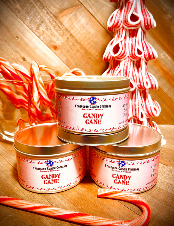 Candy Cane- 8oz Tin Candle