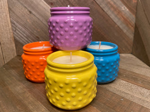 Vintage Colorful Hobnail Glass Candles