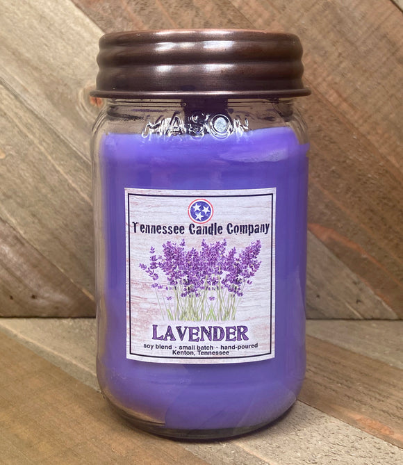 Lavender mason jar candle by Tennessee Candle Company